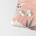 Modern, Boho, Floral Prints, Peach, Coral Gray, White Pillow Sham Gallery Image 4