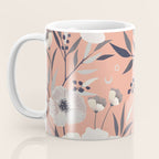 Modern, Boho, Floral Prints, Peach, Coral Gray, White Coffee Mug Gallery Image 3