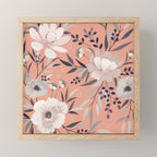 Modern, Boho, Floral Prints, Peach, Coral Gray, White Mini Art Print Gallery Image 1
