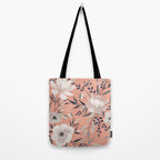 Modern, Boho, Floral Prints, Peach, Coral Gray, White Tote Bag Gallery Image 2