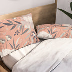 Modern, Boho, Floral Prints, Peach, Coral Gray, White Pillow Sham Gallery Image 2