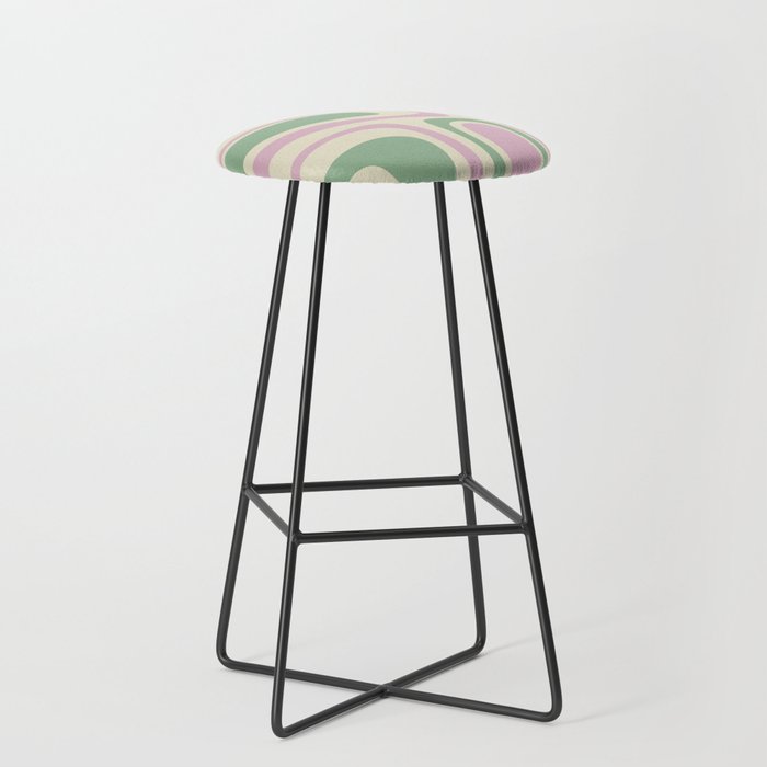 Mid-Century Modern Palm Springs Abstract Pattern Lavender Green Stool Gallery Image 1