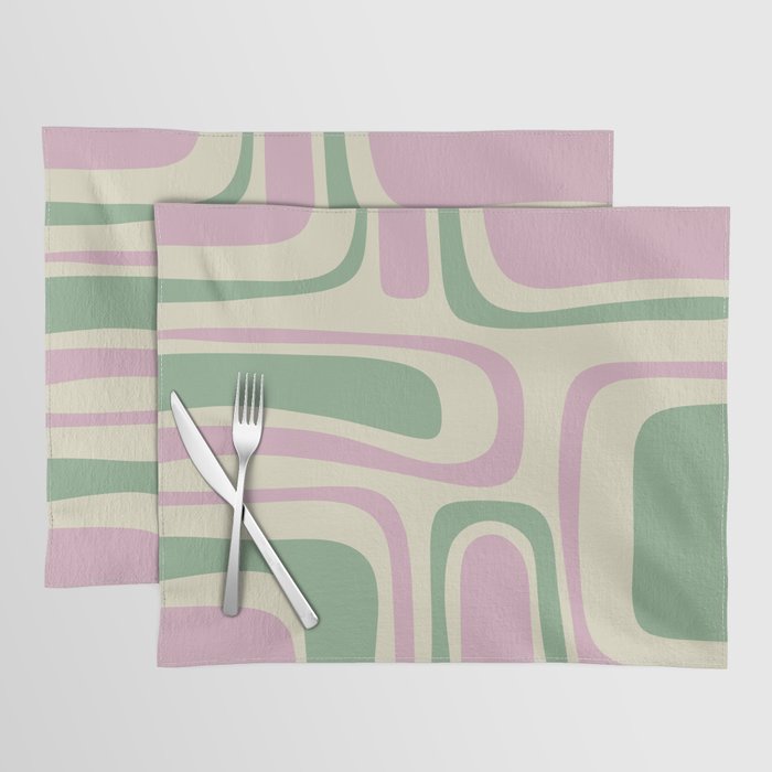 Mid-Century Modern Palm Springs Abstract Pattern Lavender Green Placemat Gallery Image 1