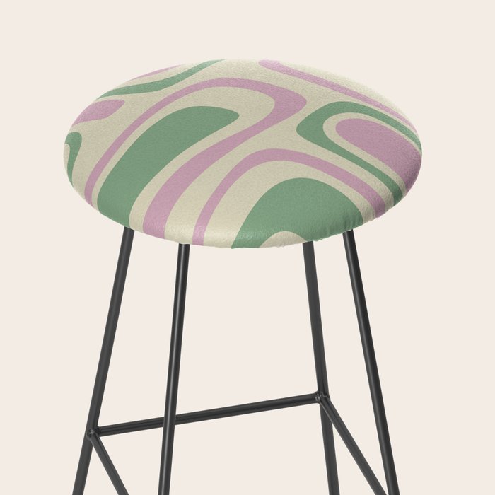 Mid-Century Modern Palm Springs Abstract Pattern Lavender Green Stool Gallery Image 2