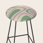 Mid-Century Modern Palm Springs Abstract Pattern Lavender Green Stool Gallery Image 2