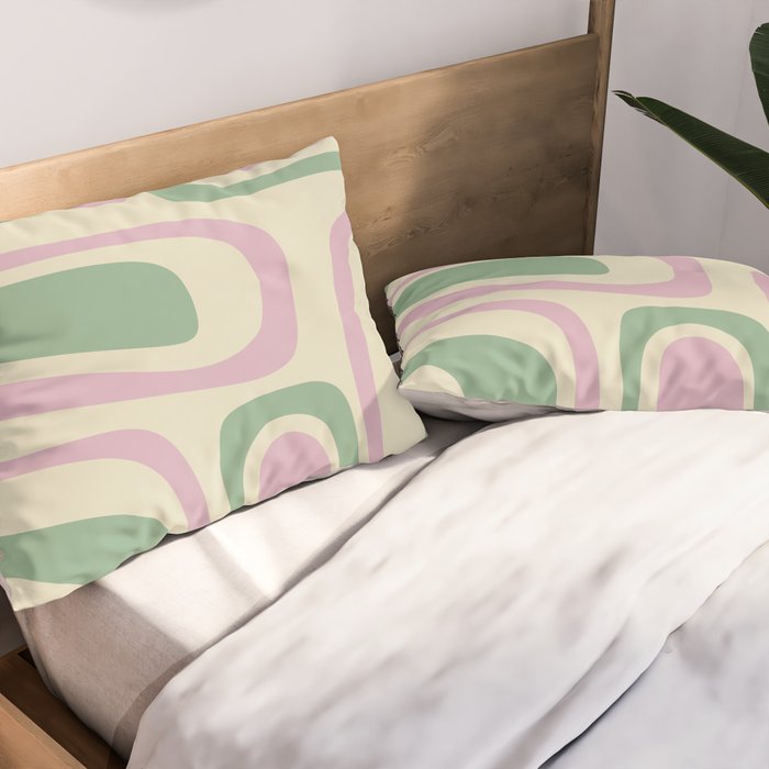 Mid-Century Modern Palm Springs Abstract Pattern Lavender Green Pillow Sham Gallery Image 2