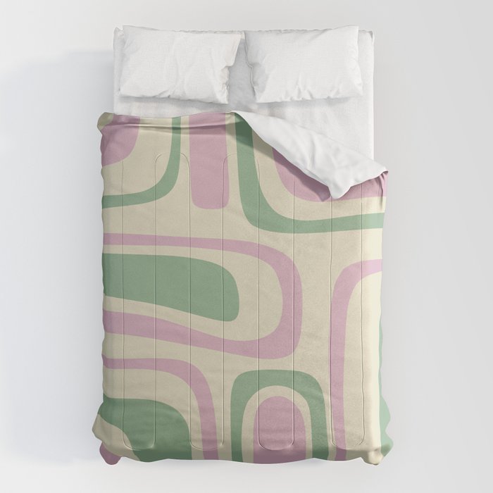 Mid-Century Modern Palm Springs Abstract Pattern Lavender Green Comforter Gallery Image 6