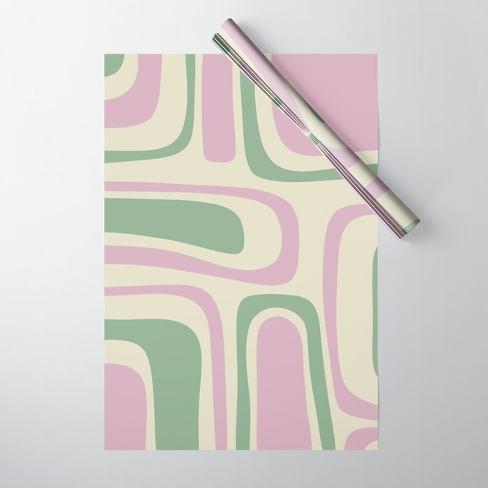 Mid-Century Modern Palm Springs Abstract Pattern Lavender Green Wrapping Paper Gallery Image 1