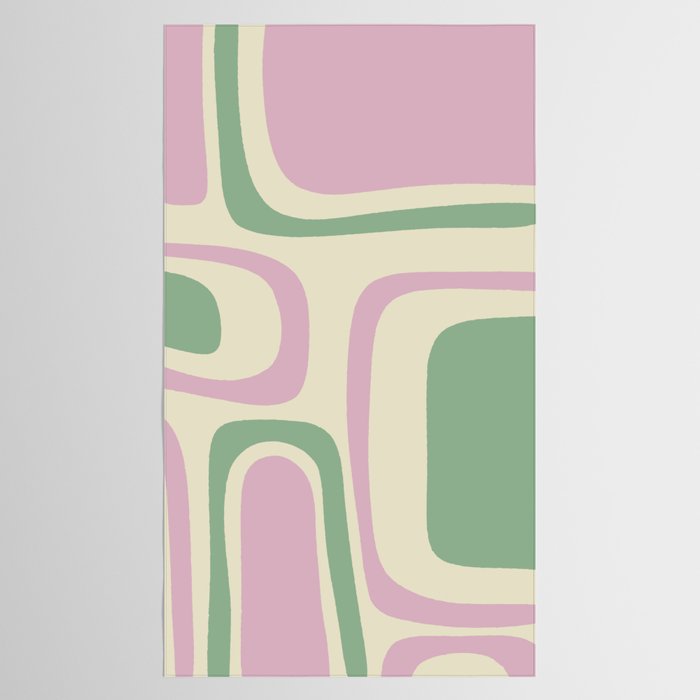 Mid-Century Modern Palm Springs Abstract Pattern Lavender Green Tablecloth Gallery Image 2