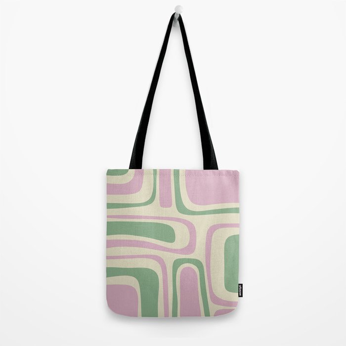 Mid-Century Modern Palm Springs Abstract Pattern Lavender Green Tote Bag Gallery Image 2