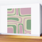 Mid-Century Modern Palm Springs Abstract Pattern Lavender Green Wall Mural Gallery Image 2