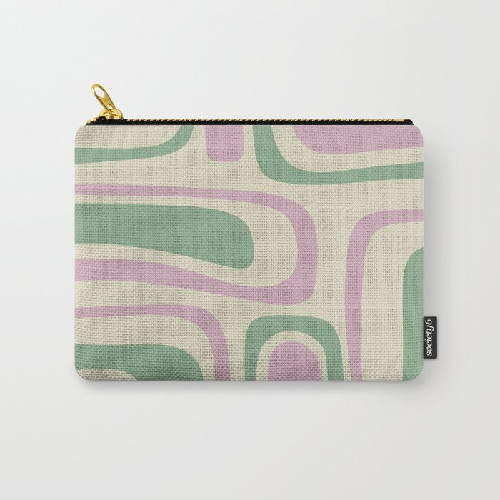 Mid-Century Modern Palm Springs Abstract Pattern Lavender Green Carry All Pouch Gallery Image 1