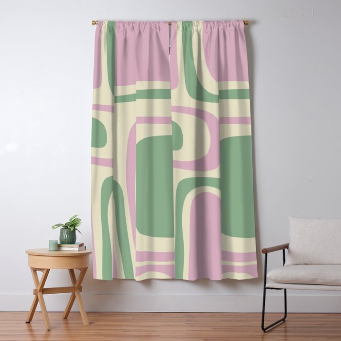 Mid-Century Modern Palm Springs Abstract Pattern Lavender Green Window Curtain Gallery Image 5