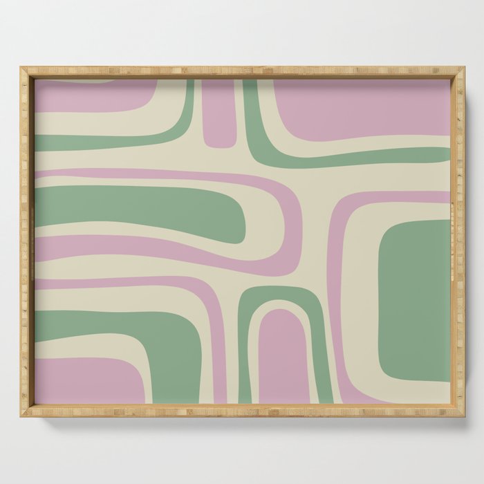Mid-Century Modern Palm Springs Abstract Pattern Lavender Green Serving Tray Gallery Image 1