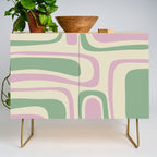 Mid-Century Modern Palm Springs Abstract Pattern Lavender Green Credenza Gallery Image 1