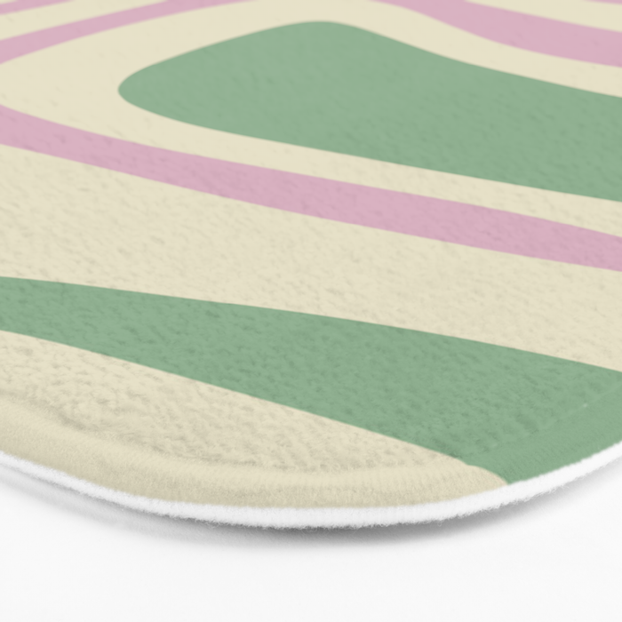 Mid-Century Modern Palm Springs Abstract Pattern Lavender Green Bath Mat Gallery Image 3