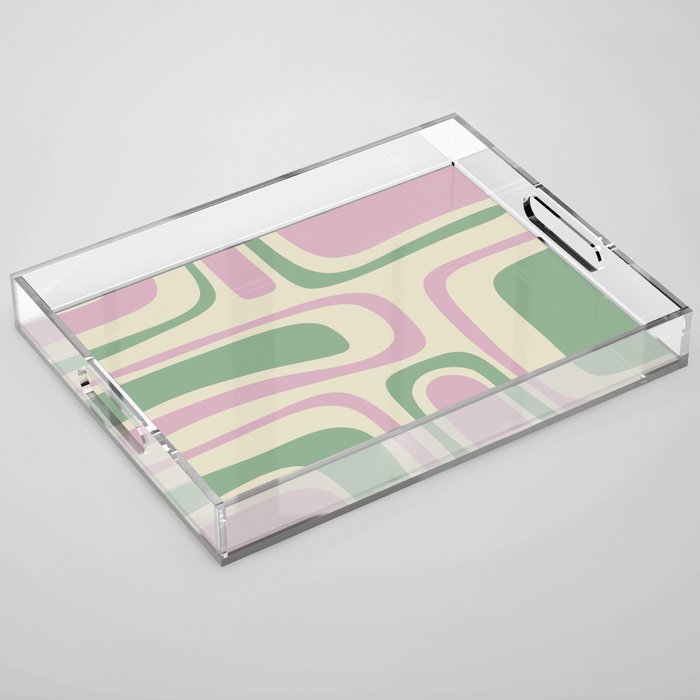 Mid-Century Modern Palm Springs Abstract Pattern Lavender Green Acrylic Tray Gallery Image 1