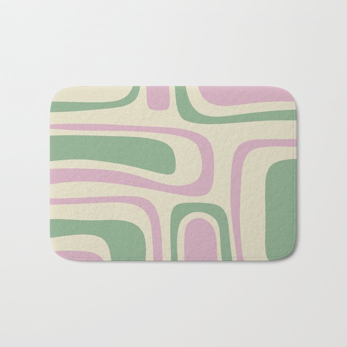 Mid-Century Modern Palm Springs Abstract Pattern Lavender Green Bath Mat Gallery Image 1