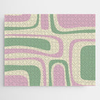 Mid-Century Modern Palm Springs Abstract Pattern Lavender Green Jigsaw Puzzle Gallery Image 1