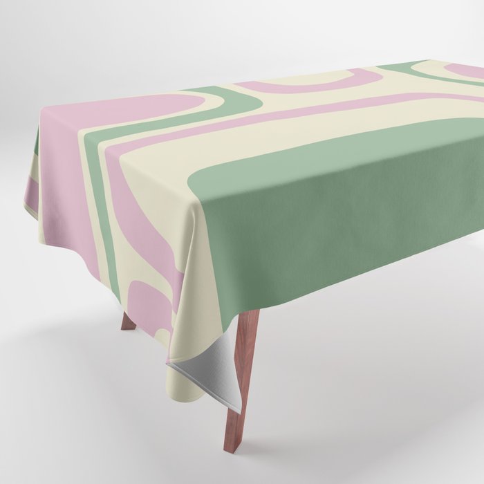 Mid-Century Modern Palm Springs Abstract Pattern Lavender Green Tablecloth Gallery Image 1