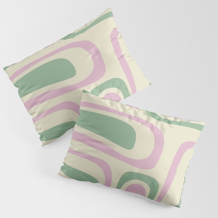 Mid-Century Modern Palm Springs Abstract Pattern Lavender Green Pillow Sham Gallery Image 1