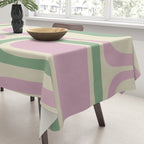 Mid-Century Modern Palm Springs Abstract Pattern Lavender Green Tablecloth Gallery Image 3