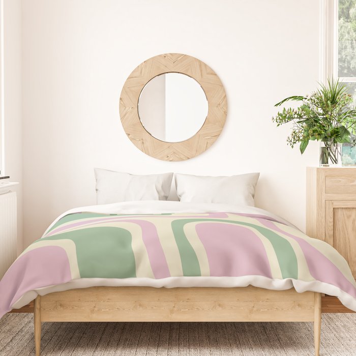 Mid-Century Modern Palm Springs Abstract Pattern Lavender Green Duvet Cover Gallery Image 3