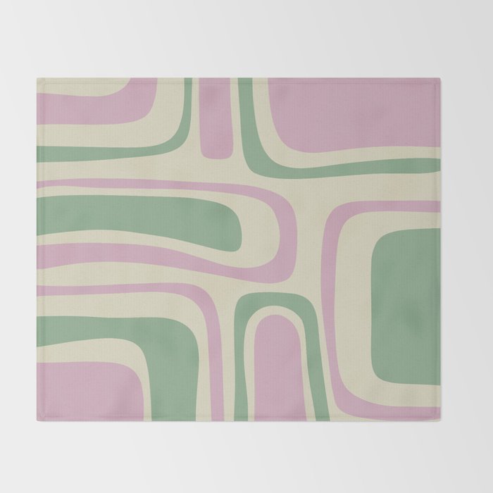 Mid-Century Modern Palm Springs Abstract Pattern Lavender Green Throw Blanket Gallery Image 2
