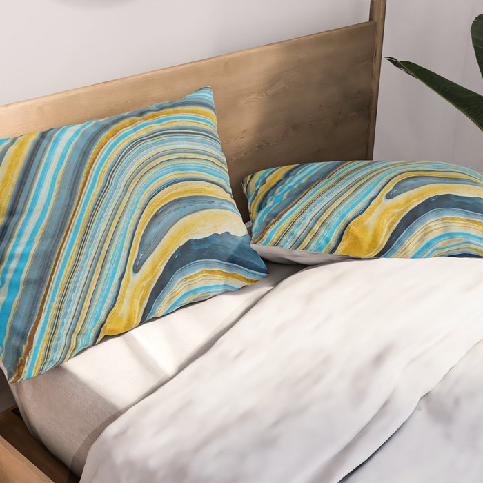 Blue marbled waves Pillow Sham Gallery Image 2