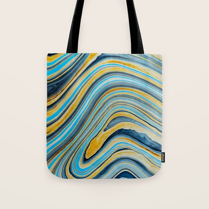 Blue marbled waves Tote Bag Gallery Image 1