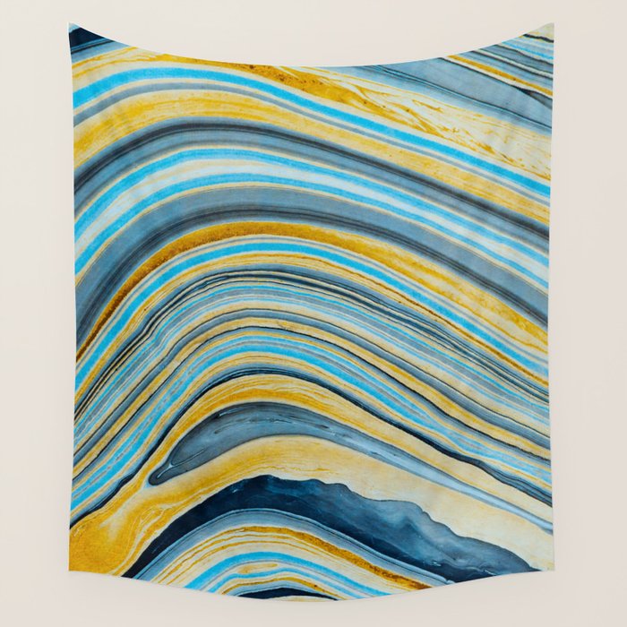 Blue marbled waves Wall Tapestry Gallery Image 4