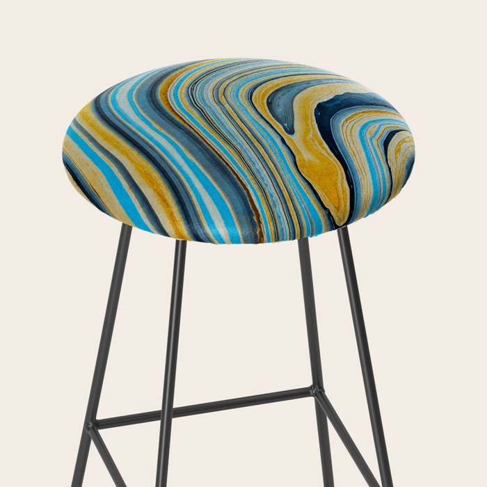 Blue marbled waves Stool Gallery Image 2