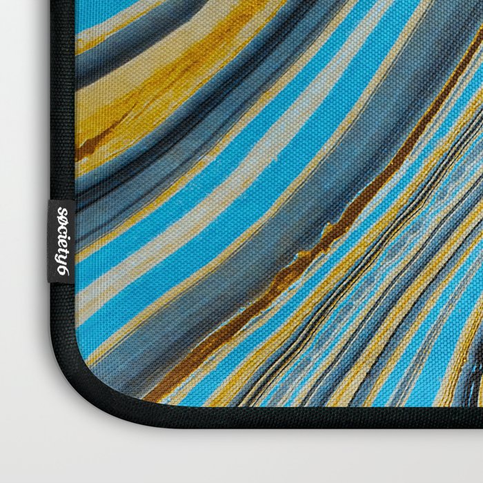 Blue marbled waves Laptop Sleeve Gallery Image 3