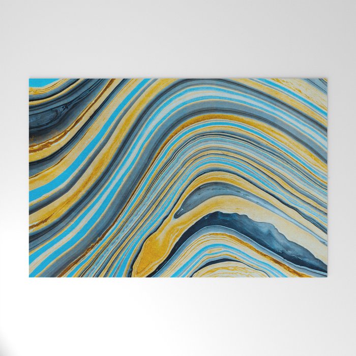 Blue marbled waves Welcome Mat Gallery Image 1