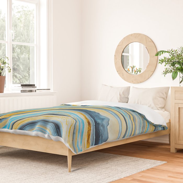 Blue marbled waves Duvet Cover Gallery Image 2