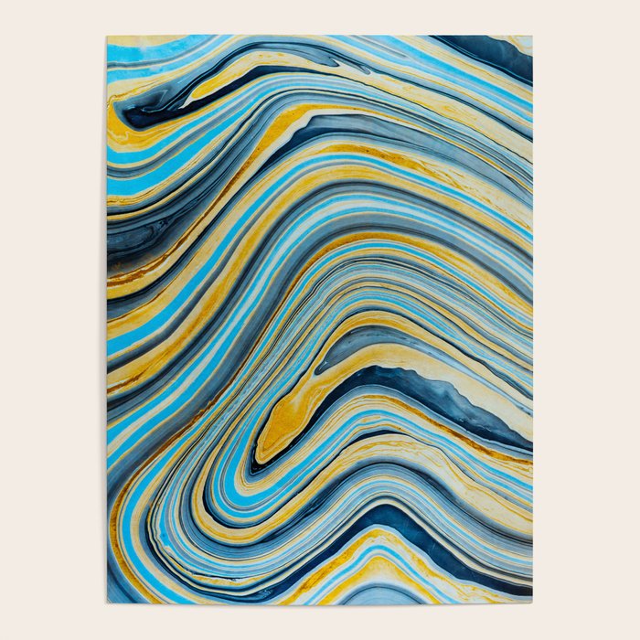 Blue marbled waves Poster Gallery Image 4