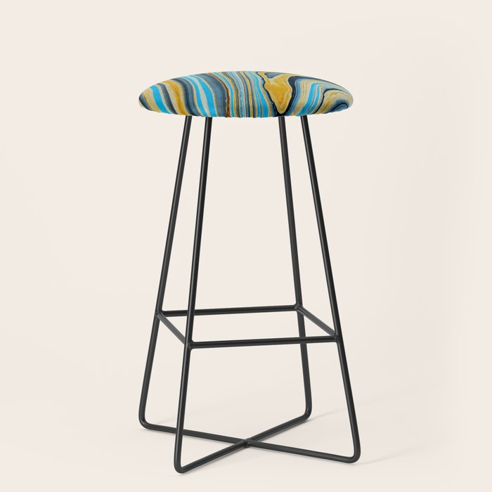 Blue marbled waves Stool Gallery Image 1