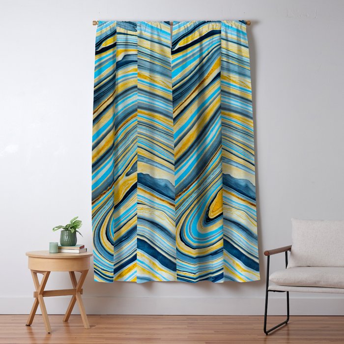Blue marbled waves Window Curtain Gallery Image 5