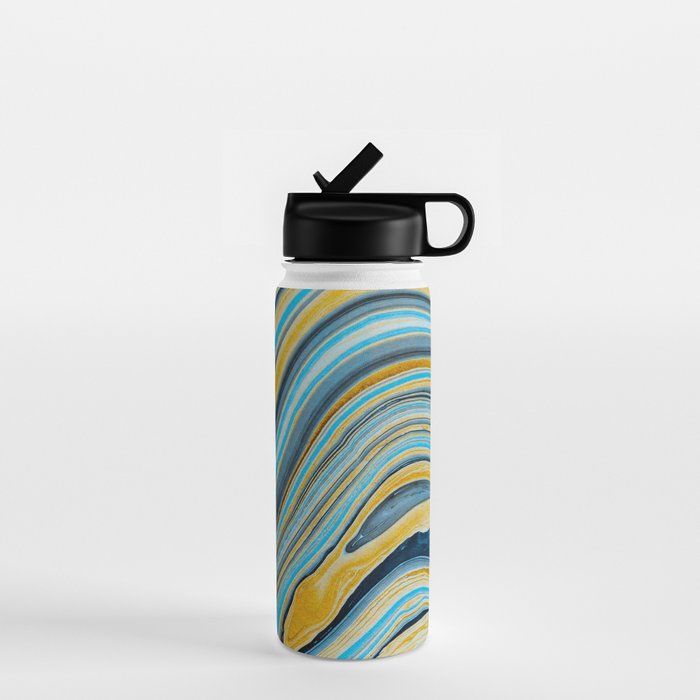 Blue marbled waves Water Bottle Gallery Image 1