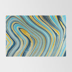 Blue marbled waves Rug Gallery Image 2
