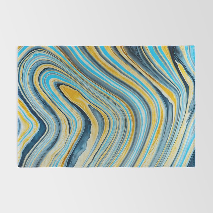 Blue marbled waves Rug Gallery Image 2