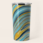Blue marbled waves Travel Mug Gallery Image 1