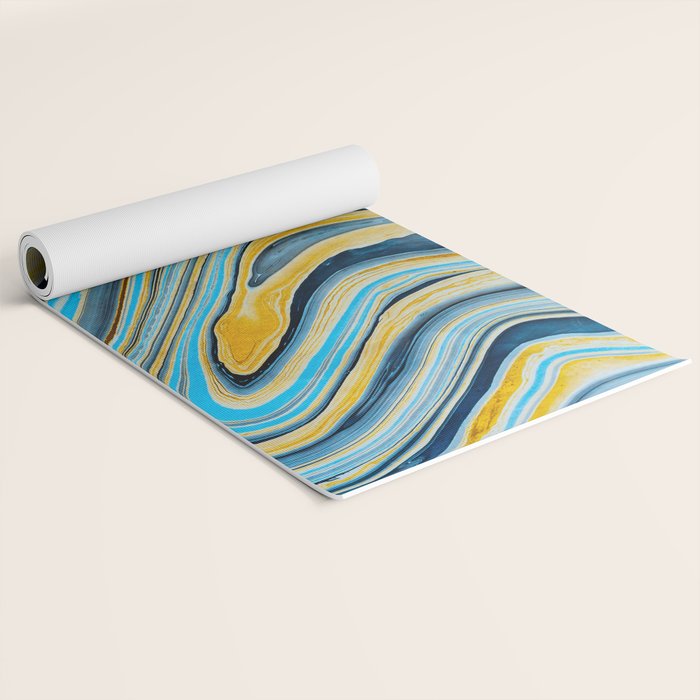 Blue marbled waves Yoga Mat Gallery Image 2
