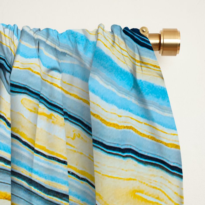 Blue marbled waves Window Curtain Gallery Image 2