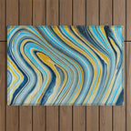 Blue marbled waves Outdoor Rug Gallery Image 1