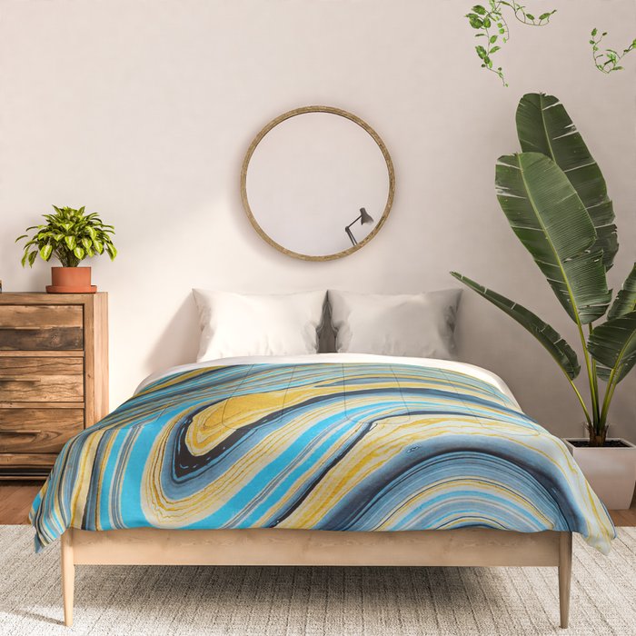 Blue marbled waves Comforter Gallery Image 3