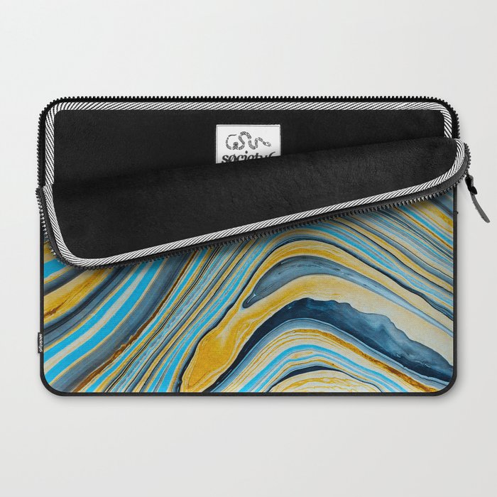 Blue marbled waves Laptop Sleeve Gallery Image 2