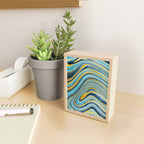 Blue marbled waves Mini Art Print Gallery Image 2