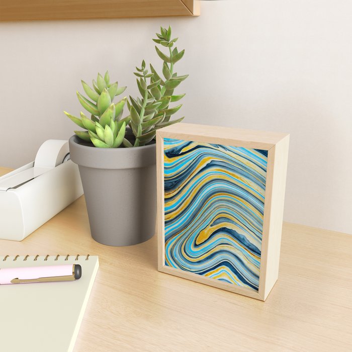 Blue marbled waves Mini Art Print Gallery Image 2