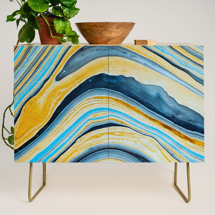 Blue marbled waves Credenza Gallery Image 1
